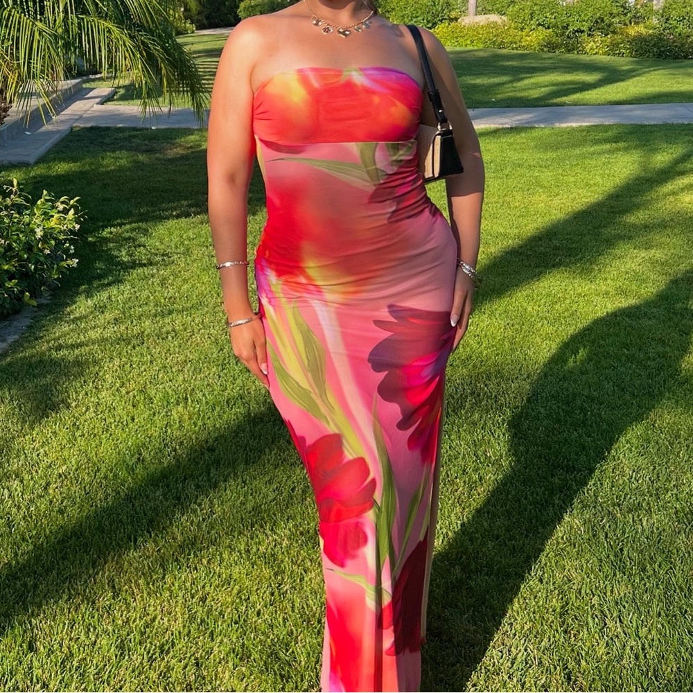 Windsor Floral Strapless Bright Dress